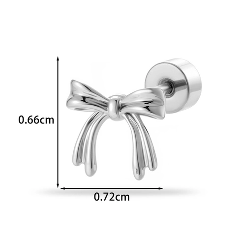 Bowknot Kraakbeen Piercing Stud Oorbel Titanium Staal Koper Zirkoon Dubbelzijdig Schroefdraad Retro Sierlijk Voor Dames