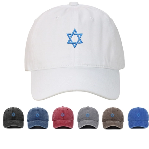 Casquette De Baseball En Coton Lavé Style Rétro Broderie Étoile De David Chapeau De Soleil Réglable Loisirs Extérieur