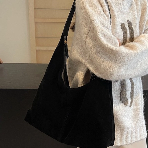 Vintage Hobo Tasche Aus Wildleder Für Damen Große Kapazität Minimalistische Schultertasche Mit Reißverschluss Herbst Winter Alltag