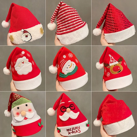 Cappello di Natale Festivo Babbo Natale Renna Paillettes Peluche Maglia Cappello per Adulti Bambini Decorazione Festa Natale