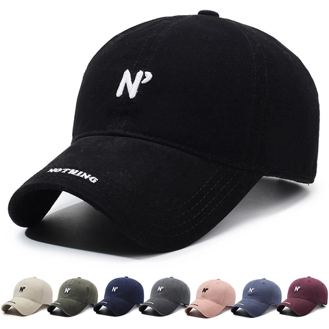 Washed Cotton Baseball Cap Retro Vintage Streetwear Unisex Sun Protection Adjustable Peaked Hat With Letter Embroidery