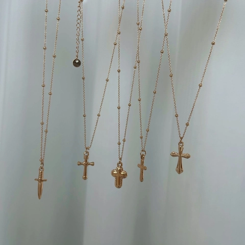 Vintage Roestvrijstalen Kruis Hanger Halsketting voor Dames Retro Verguld Zwaard Vorm Verstelbare Ketting Sieraden Cadeau