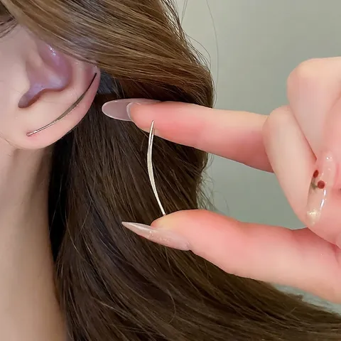 U Shaped Ear Hooks Alloy Earrings Minimalist Geometric Line Design Simple Fashion For Women