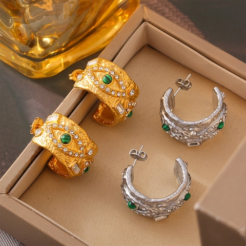 Collar Pendientes Anillo Pulsera Evil Eye Joyas Vintage Acero Titanio Martillado Con Turquesa Rhinestone Mujer