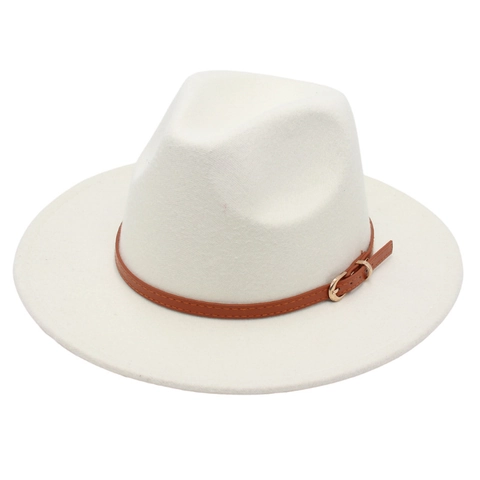 Fedora Hat Vintage British Style Wool Felt Wide Brim Jazz Cap With Leather Belt Buckle For Men Women Unisex Elegant