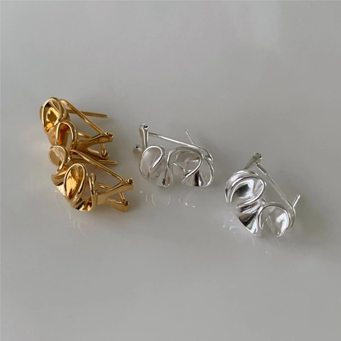 925 Sterling Silver Stud Earrings Twisted Ribbon Abstract Petal Wave Texture Korean INS Style For Women