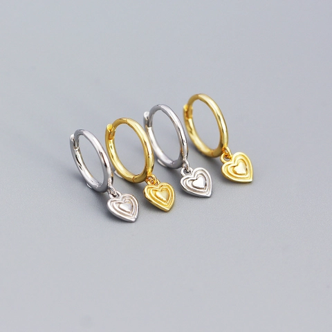925 Sterling Silber Herz Creolen Zierliche Geometrische Hängeohrringe Schmuck Für Damen Mode Minimalistisch