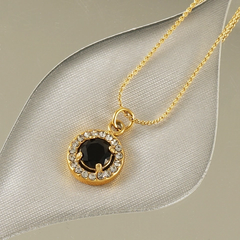 Collana Con Pendente Tondo Placcata Oro 18K Acciaio Inossidabile Halo Pietra Zircone Gioielli Eleganti Per Donna