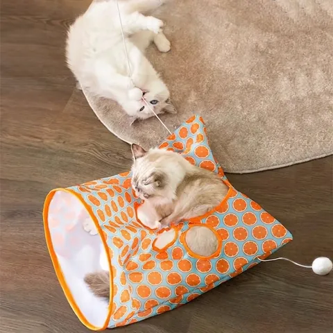 Kattentunnelzak Speelgoed Polyester Knisperpapier Interactief Opvouwbare Speelbuis Met Pluche Bal En Gluurpuntjes Voor Katten