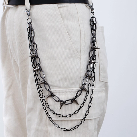 Metalen Spiky Punk Broek Ketting Met Ster Hanger Hip Hop Rock Gothic Jeans Taille Accessoire Multi Layered Trend