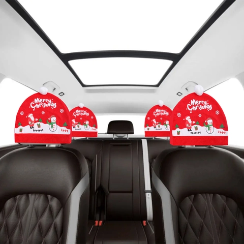 Copri Poggiatesta Per Auto Di Natale Stile Cappello Babbo Natale Ornamento Sedile Decorazione Interna Tessuto