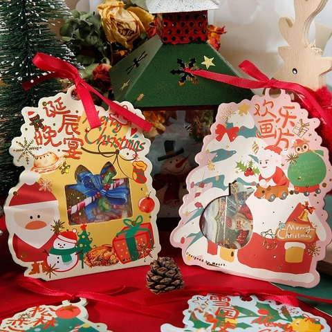 Pegatinas PET Navidad Retro Impermeables Material DIY Scrapbooking Para Diario Decoración De Regalos De Vacaciones Ilustración