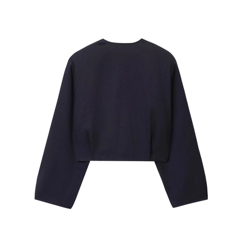 Women Cropped Blazer Jacket And Belted Shorts Elegant Solid Color Gold Buttons Streetwear Office