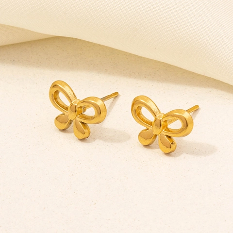 Orecchini a Bottone Geometrici in Acciaio Inossidabile 304 per Donna Minimalista Fiocco Trama Ondulata Gioielli di Lusso Leggeri