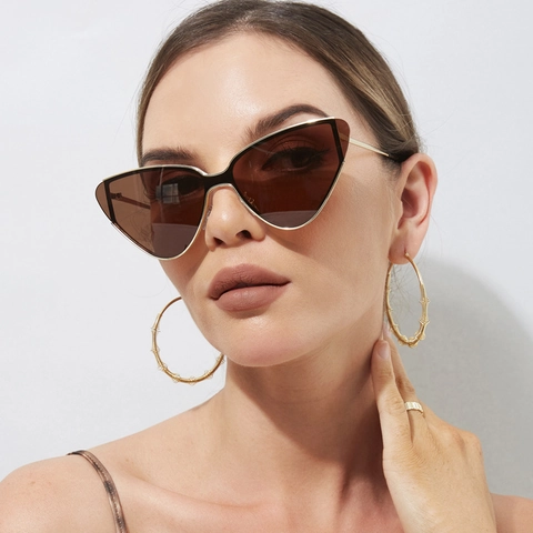 Occhiali Da Sole Occhio Di Gatto Per Donna Grande Montatura In Metallo Vintage Protezione UV400 Moda Viaggio