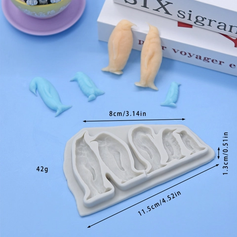 Penguin Shaped Silicone Mold For Cake Decoration Fondant Chocolate Candy DIY Baking Tool Multi Cavity Flexible Grey