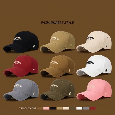 Casquette De Baseball Coton Brodé Lettres Vintage Protection Solaire Réglable Hommes Femmes