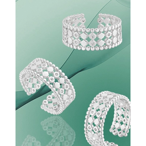 S925 Sterling Silber Wabe Hohl Quadrat Ring Für Damen Strass Eingelegt Geometrischer Verstellbarer Öffnungsring Minimalistischer Schmuck Geschenk