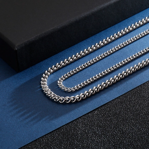 Collana Minimalista A Catena Cubana In Acciaio Inossidabile Per Uomini Donne Gioielli Di Moda Argentati
