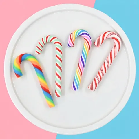 Christmas Candy Cane Charms Resin Polymer Clay Striped Miniature DIY Phone Case Craft Accessories Festive Holiday Decor