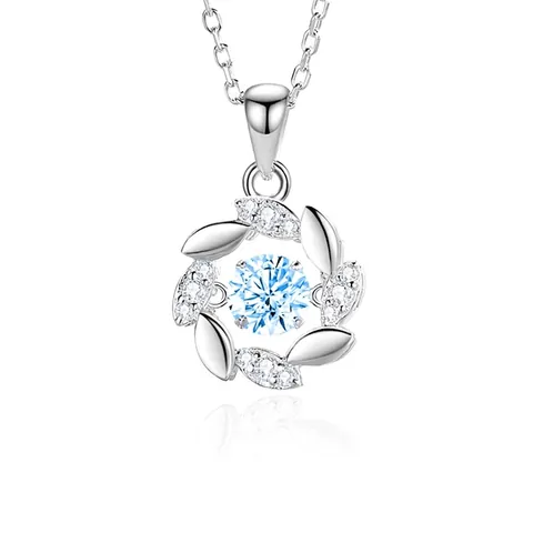 Elegant Wheat Ear Dancing Stone Necklace In 925 Sterling Silver With Moissanite Cubic Zirconia Jewelry For Women