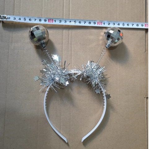 Serre-Tête Boule Disco Avec Étoiles À Ressort Et Guirlandes Brillantes Pour Fête De Noël Nouvel An Accessoires De Costume