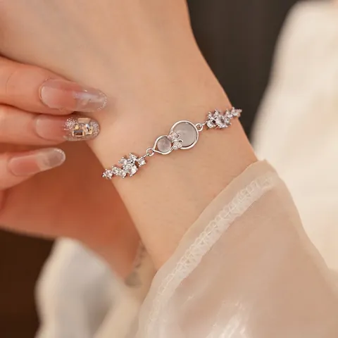 Gourd Pendant Bracelet Copper Zircon Moonstone Bow Adjustable Chain Fashion Jewelry For Women Elegant Gift