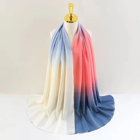 Écharpe En Mousseline Dégradée Ombrée Pour Femmes Hijab Musulman Long Respirant Et Léger Châle Élégant Et À La Mode