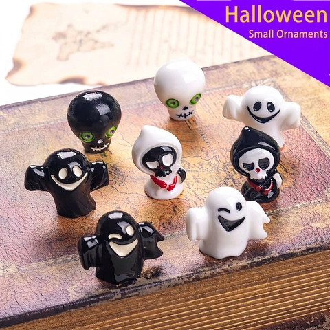 Halloween Miniature Ghost Skull Figurines Resin 3D Ghostface Sculpture For DIY Crafts Desk Decor Party Favors