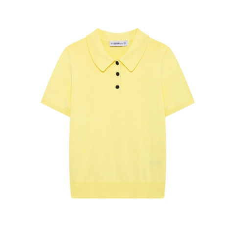 Polo De Punto Para Mujer Manga Corta Poliéster Con Botones Color Sólido Casual Ajustado Top