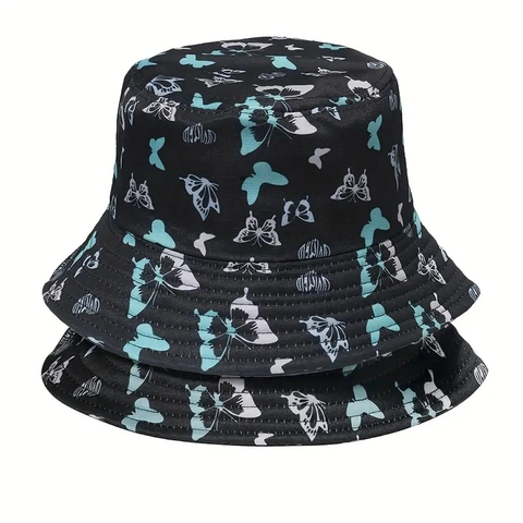 Schmetterling Druck Fischerhut Polyester Sonnenschutz Outdoor Casual Chic Kopfbedeckung Für Damen Herren
