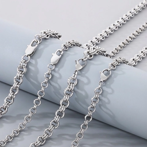 Modischer Edelstahl Halskette Und Armband Schmuck Minimalistisches Byzantinisches O-Ketten Design Für Herren Damen Unisex