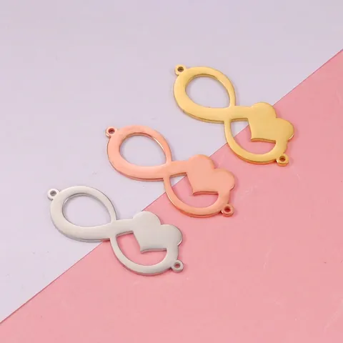 Pendentif Connecteur Bijoux Cœur Infini Acier Inoxydable 304 Poli Miroir Pour Fabrication De Colliers Bracelets DIY