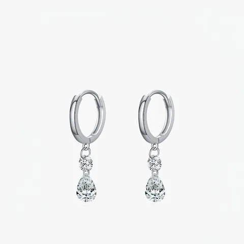 Orecchini A Cerchio In Argento Sterling 925 Con Zirconia Cubica Taglio A Pera Gioielli Eleganti E Scintillanti Per Donna