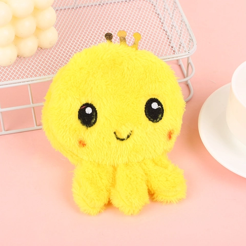 Cute Cartoon Octopus Plush Coin Purse With Crown Embroidery Soft Portable Key Pouch Mini Wallet For Girls Children