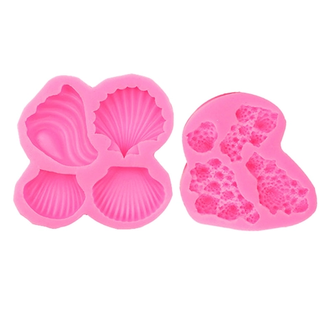 Shell Coral Shape Silicone Mold Ocean Theme Fondant Cake Chocolate DIY Craft Baking Tool Novelty