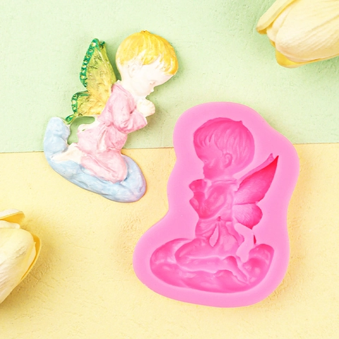 Praying Baby Angel Silicone Mold DIY Fondant Cake Decorating Chocolate Clay Plaster Crafting Flexible Non-Stick