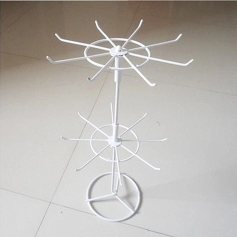 Rotating Jewelry Display Rack Stand Multi Tier Height Adjustable Metal Hook For Necklace Keychain Socks Organizer