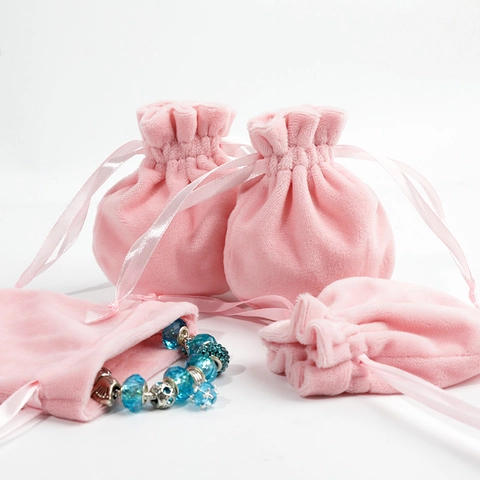 Sacchetto Velluto Coulisse Peluche Morbido Borsa Porta Gioielli Portatile Viaggio Piccolo Organizzatore Per Anello