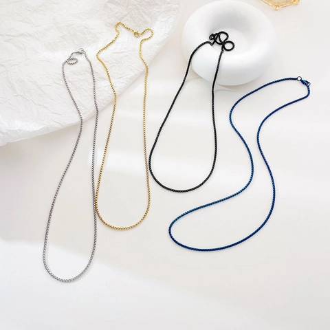 Minimalist Box Chain Necklace Stainless Steel Polished Clavicle Link Accessory For Women Men Hip Hop Style