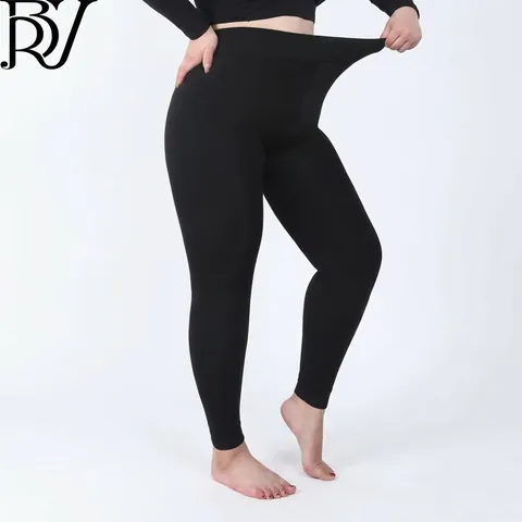 Leggings da Donna Taglie Forti Invernali Caldi Foderati in Pile Vita Alta Elastici Termici Collant Tinta Unita Spessi Pantaloni