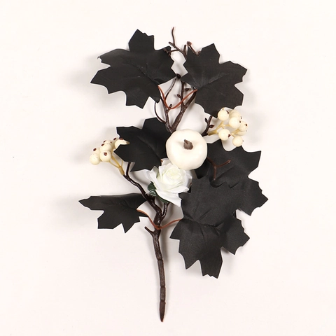 Artificial Autumn Maple Leaf Picks With Sunflowers Mini Pumpkins Berries For Halloween Christmas Home Decor Festive
