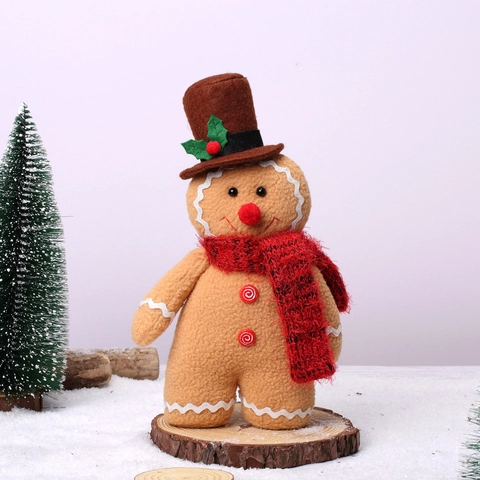 Muñecos Peluche Hombre Jengibre Navidad Adornos Gnomo Poliéster Resina Bufanda Cuadros Rojos Decoración Fiesta Festiva