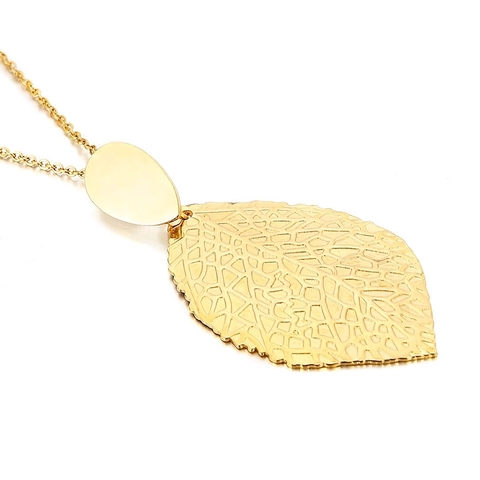 Collar Con Colgante Geométrico Acero Inoxidable Martillado Gota De Agua Hoja Texturizada Joyería Moda Minimalista Para Mujeres