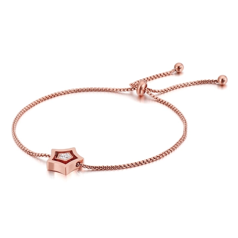 Minimalist Star Pendant Bracelet Stainless Steel Zircon Inlaid Adjustable Pull String Box Chain Jewelry For Women