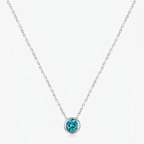 Collana Con Pendente Rotondo In Zirconia Blu Argento Sterling 925 Gioielli Minimalisti Stile Vintage Britannico Donna