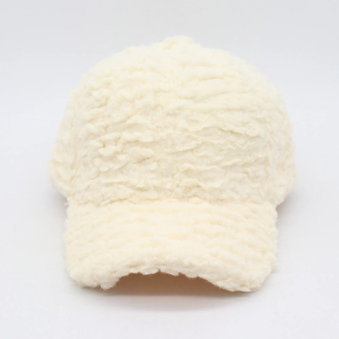 Winter Plush Baseball Cap Faux Lambswool Warm Soft Teddy Fleece Solid Color Curved Brim Adjustable Fashion Hat For Women Men
