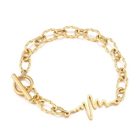 Bracciale in Acciaio Inossidabile Linea della Vita per Donna Retro Metallo Vuoto Chiusura Toggle Gioielli Regalo