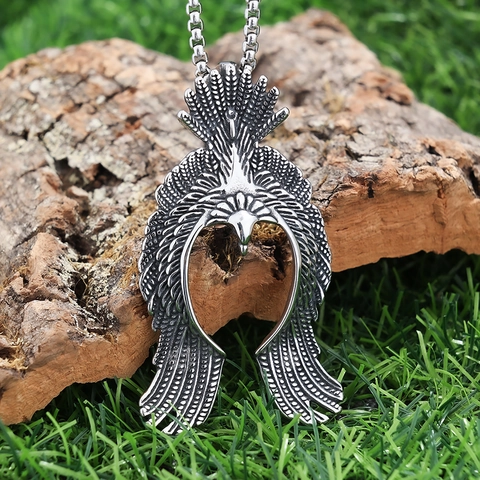 Eagle Pendant Necklace Vintage Stainless Steel Flying Bird Wing Gothic Punk Biker Jewelry For Men