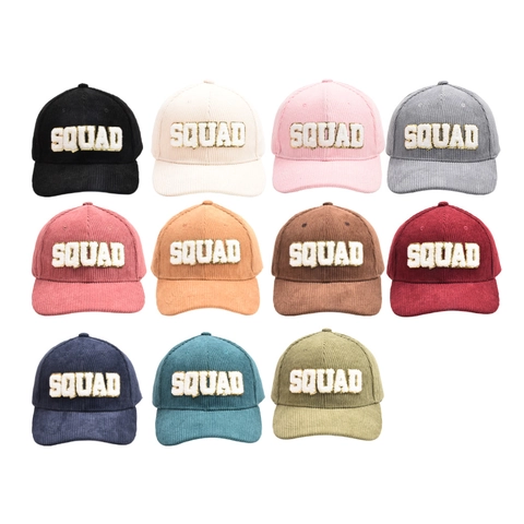 Corduroy Baseball Cap Women SQUAD BRIDE Letter Patch Embroidery Adjustable Retro Curved Brim Sun Hat Bachelorette Party